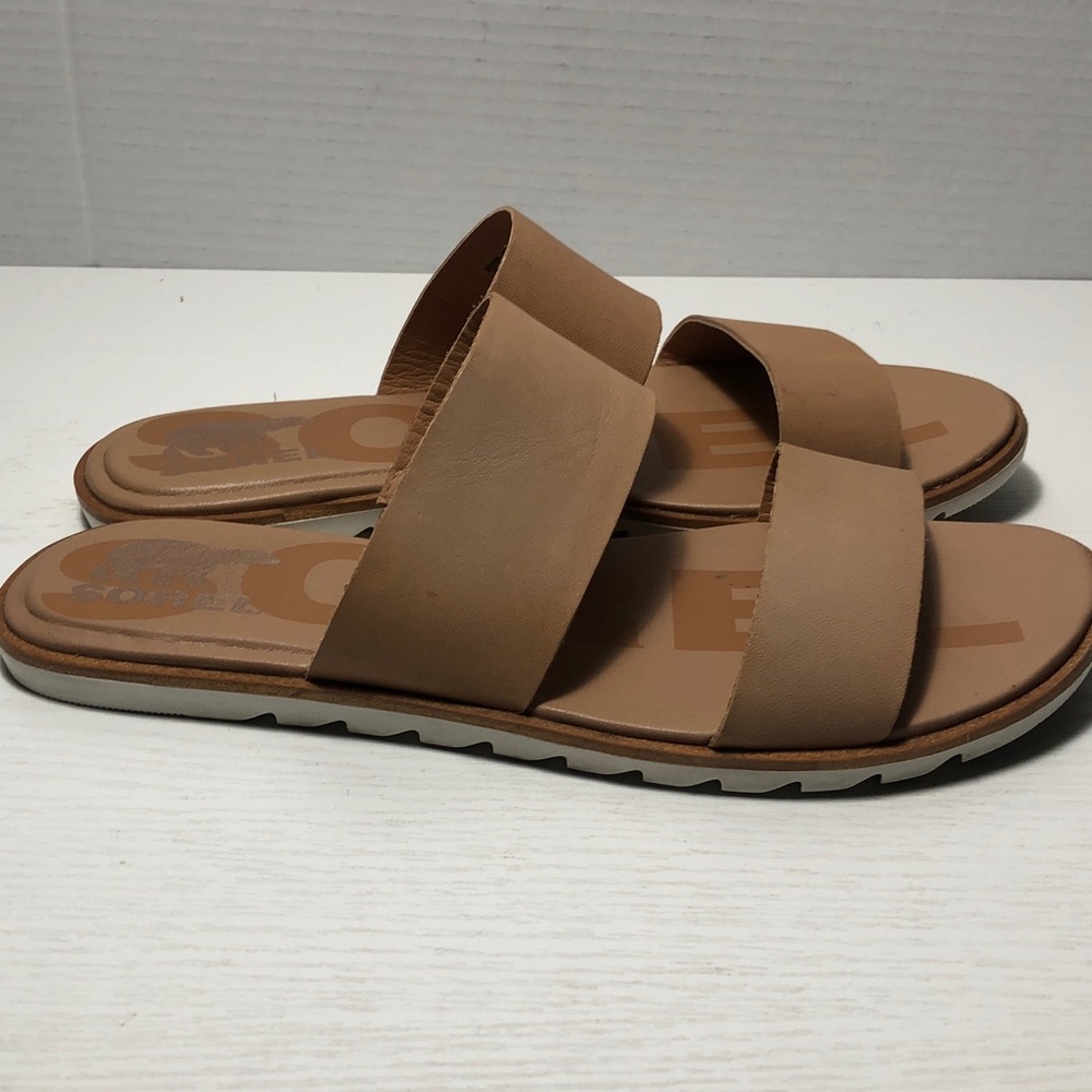 Sorel Ella II Leather Slide Sandal Tan Women’s Size 8 - Picture 3 of 11
